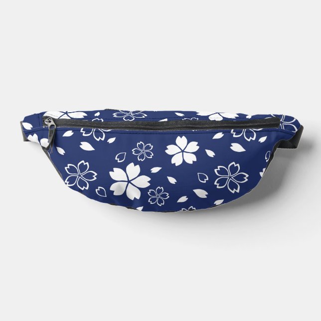 Blue Sakura Pattern Fanny Pack (Lay Down)