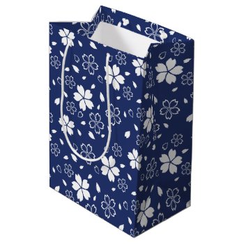 Blue Sakura Pattern Medium Gift Bag by Chibibi at Zazzle