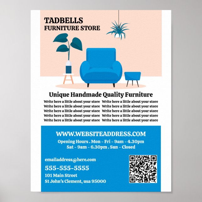 Blue Salon - Furniture Store Sales Poster (Front)