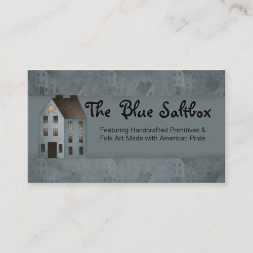 Blue Saltbox Primitive Country Business Card