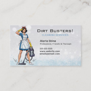 Blue Salute Dirt Busters Cleaning Lady Service Business Card