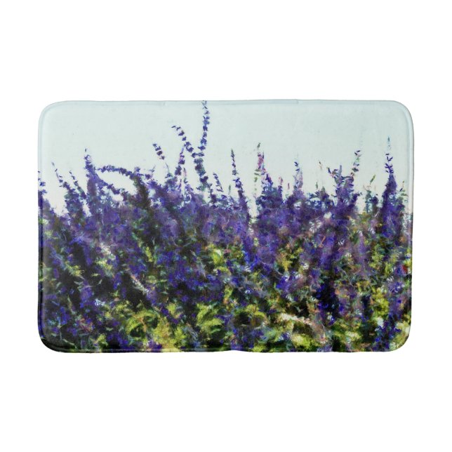 Blue Salvia Art Bathroom Mat (Front)