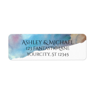 Blue & Sand Abstract Beach Watercolor Label