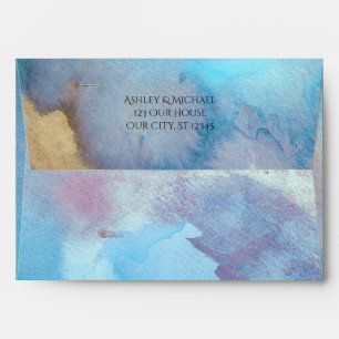 Blue & Sand Abstract Watercolor Beach Matching Envelope