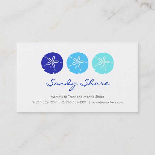 Customizable Blue Sand Dollar Mommy Cards / Business Card