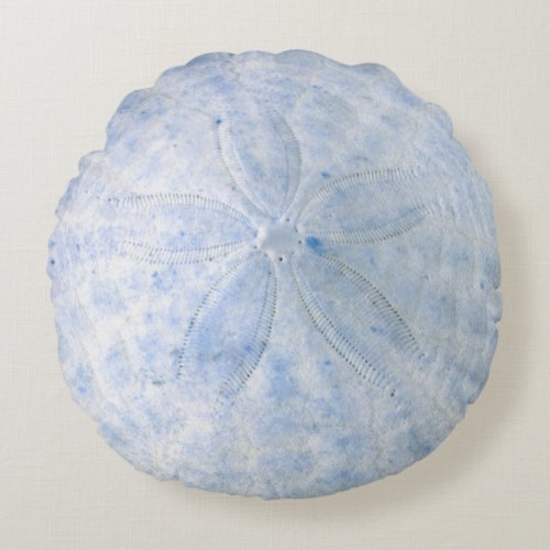 Blue Sand Dollar Nautical Coastal  Round Pillow