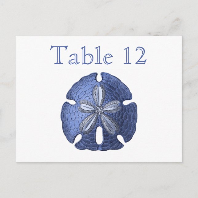 Blue Sand Dollar Reception Table Numbers (Front)