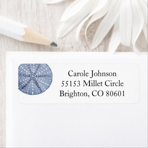 Blue Sand Dollar Return Address Label