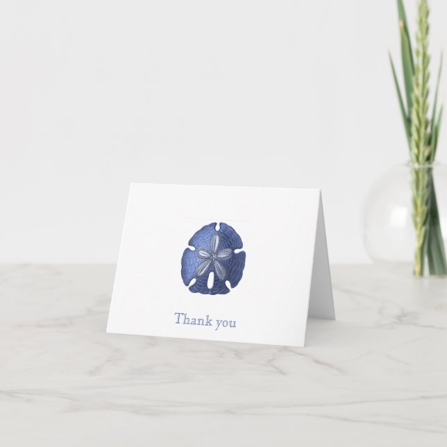 Blue Sand Dollar Thank You Note Cards (Front)