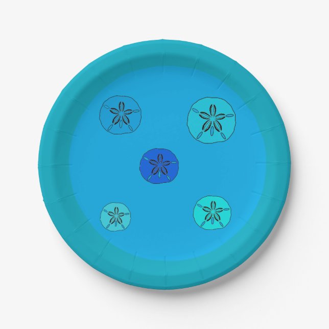 Blue Sand Dollars Paper Plates (Front)