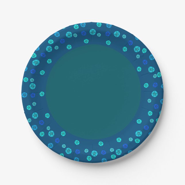 Blue Sand Dollars Paper Plates (Front)
