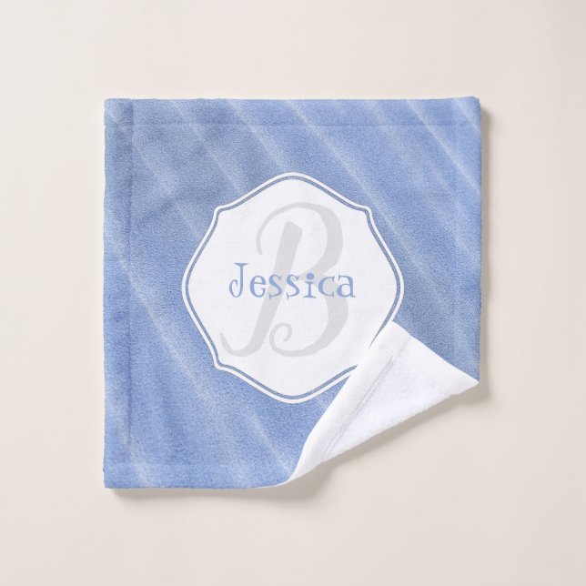 Blue Sand Ripples Personalized Bath Towel Set (Wash Cloth)