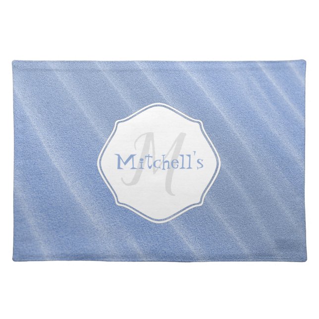 Blue Sand Ripples Personalized Cloth Placemat (Front)