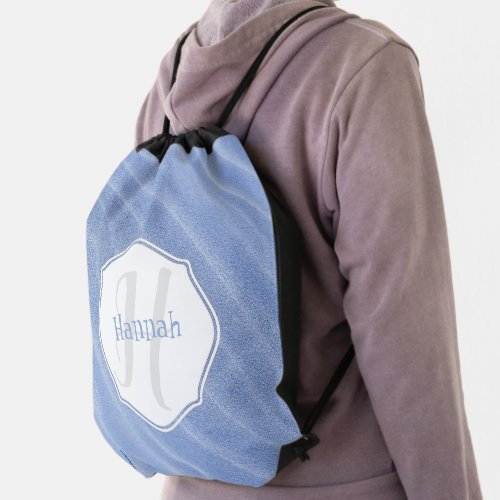 Blue Sand Ripples Personalized Drawstring Backpack