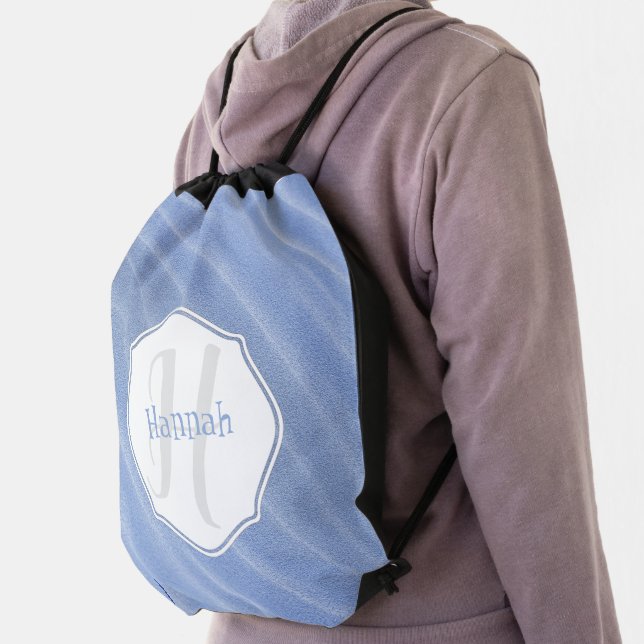 Blue Sand Ripples Personalized Drawstring Backpack (Insitu)