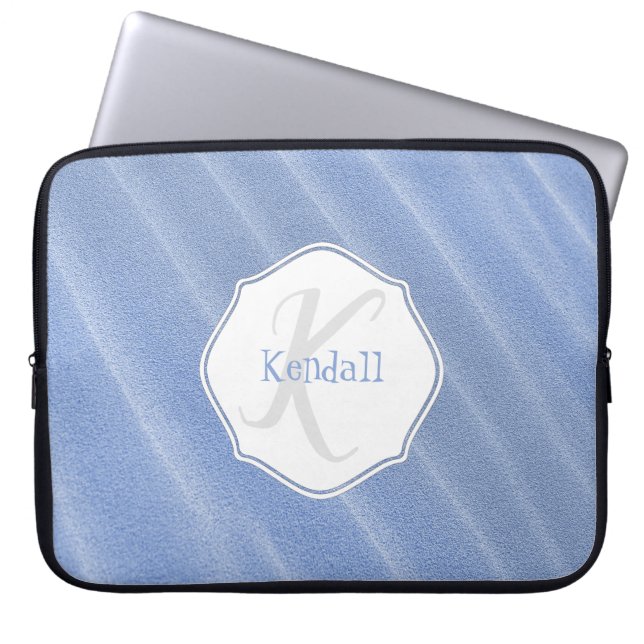 Blue Sand Ripples Personalized Laptop Sleeve (Front)