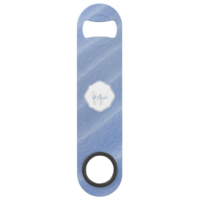 Blue Sand Ripples Personalized Steel Bottle Opener (Front)