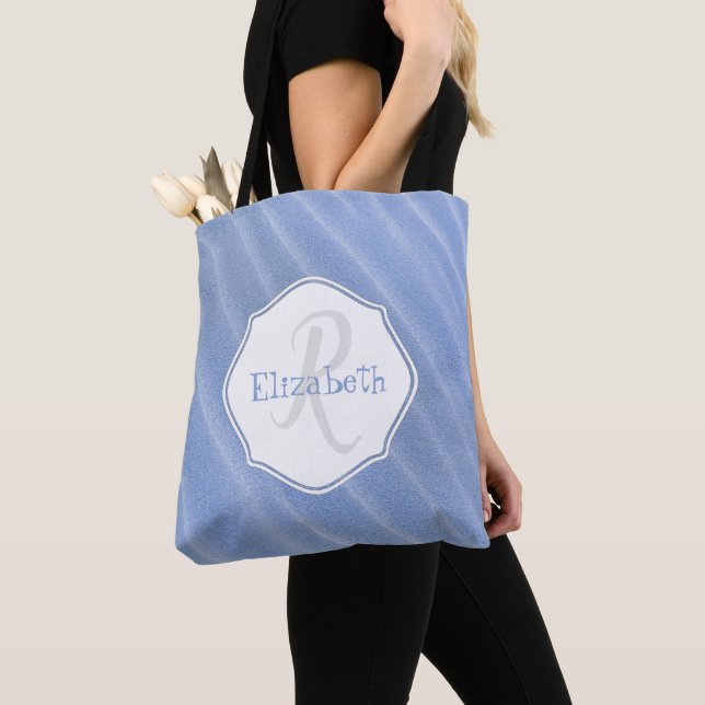 Blue Sand Ripples Personalized Tote Bag (Close Up)