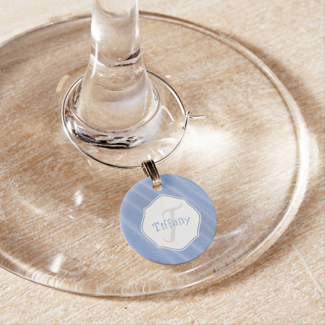 Blue Sand Ripples Personalized Wine Charm (In Situ)
