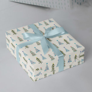 Blue Sandinavian Christmas trees Wrapping Paper