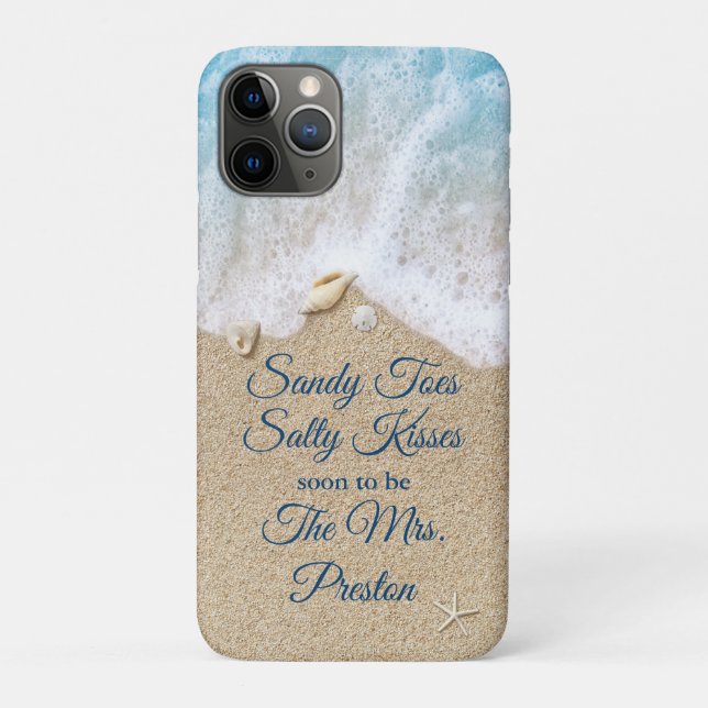 Blue Sandy Toes Salty Kisses Wedding Case-Mate iPhone Case (Back)