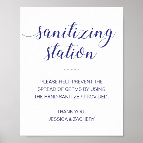 Blue Sanitizing Station Hand Sanitizer Wedding Poster