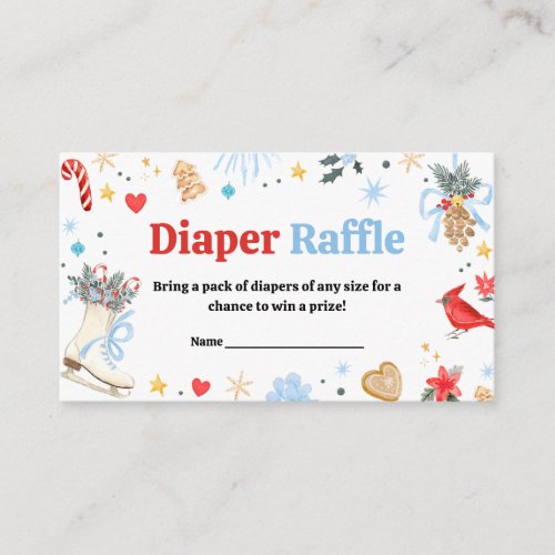 Blue Santa Baby Baby Shower Diaper Raffle Enclosure Card