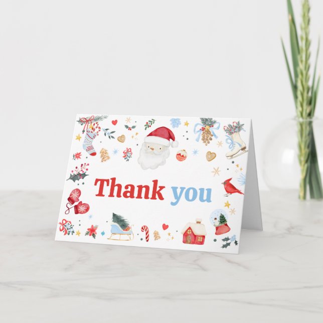 Blue Santa Baby Baby Shower  Thank You Card (Front)