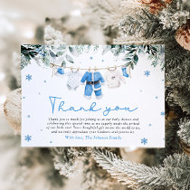 Blue Santa Baby Christmas Baby Shower Thank You Invitation