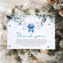 Blue Santa Baby Christmas Clothesline Baby Shower Thank You Card