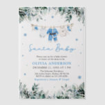 Blue Santa Baby Christmas Clothesline Baby Shower Vellum Invitations<br><div class="desc">Celebrate the magic of the season with our Blue Santa Baby Christmas Clothesline Baby Shower Vellum Invitations! 🎅💙✨ Featuring adorable blue baby clothes hanging on a festive Christmas clothesline, delicate holiday accents, and elegant typography, this invitation adds a sweet and whimsical touch to your baby shower. Printed on luxurious translucent...</div>