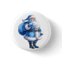 Blue Santa Claus Illustration Watercolor
