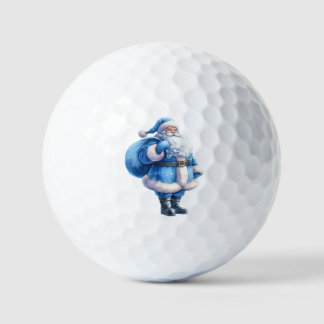 Blue Santa Claus Illustration Watercolor Golf Balls