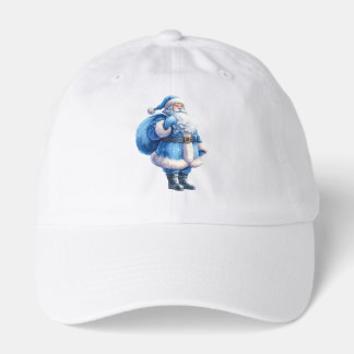 Blue Santa Claus Illustration Watercolor Hat