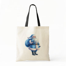 Blue Santa Claus Illustration Watercolor