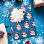 Blue Santa Claus Personalized Kids Christmas Wrapping Paper Sheets<br><div class="desc">Customize these nostalgic from Santa Claus blue wrapping paper sheets with your own personalized text with your kids name in white script. This beautiful old fashioned drawing of Santa's red hat and white beard is the perfect holiday gift wrap for your children's presents under the tree on Christmas day.</div>