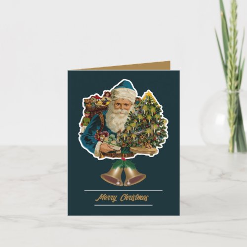 Blue Santa Claus Seasonal Customer Thank You Card
