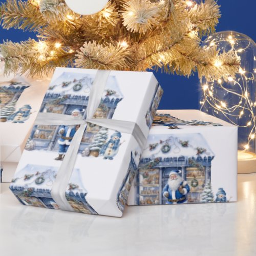 Blue Santa Claus Wrapping Paper