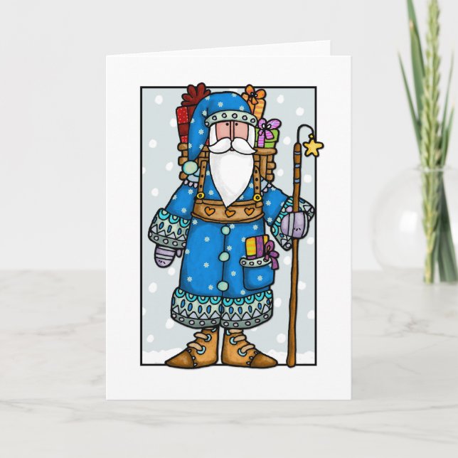 blue santa holiday card (Front)