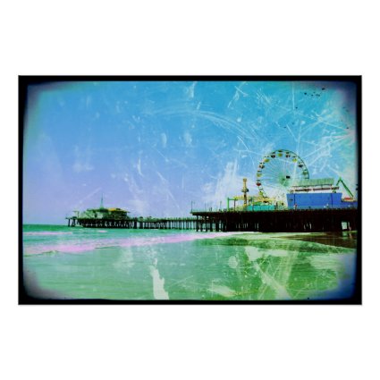 Blue Santa Monica Pier Poster