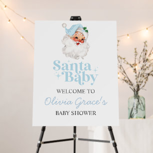 Blue Santa Retro Baby Shower Welcome Foam Board