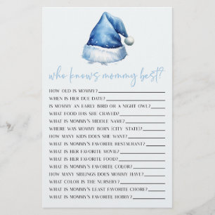Blue Santa Who Knows Mommy Baby Shower Game Stationery
