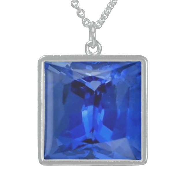 Blue Sapphire 1 Sterling Silver Necklace (Front)