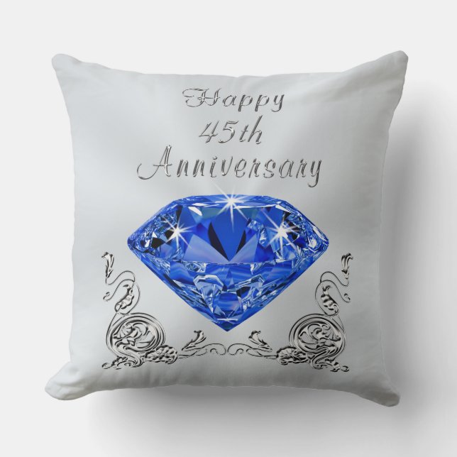 Blue Sapphire Anniversary Gifts, 45th Anniversary Throw Pillow (Front)