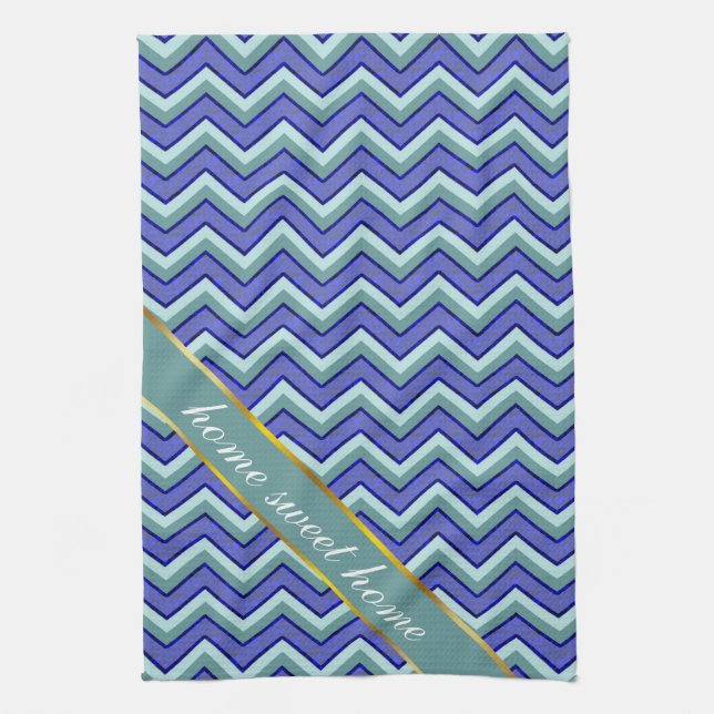 Blue Sapphire Chevron Pattern Kitchen Towel (Vertical)