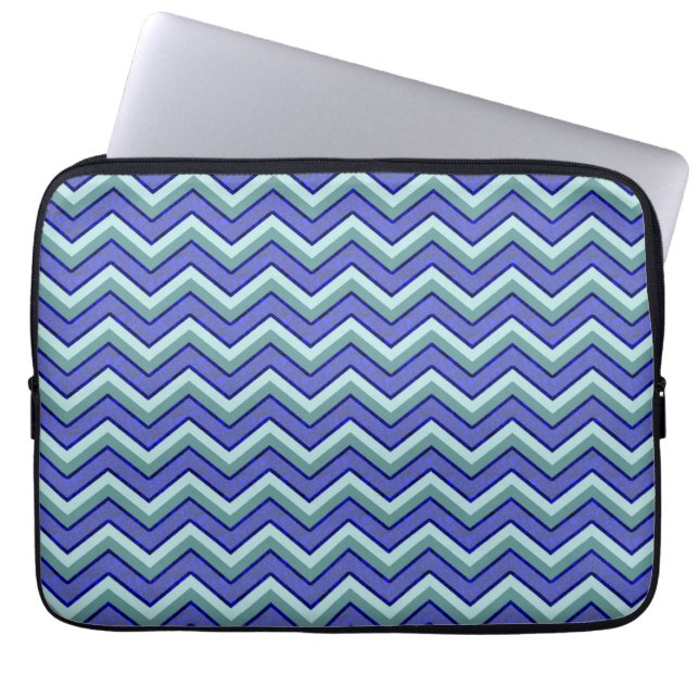 Blue Sapphire Chevron Pattern Laptop Sleeve (Front)