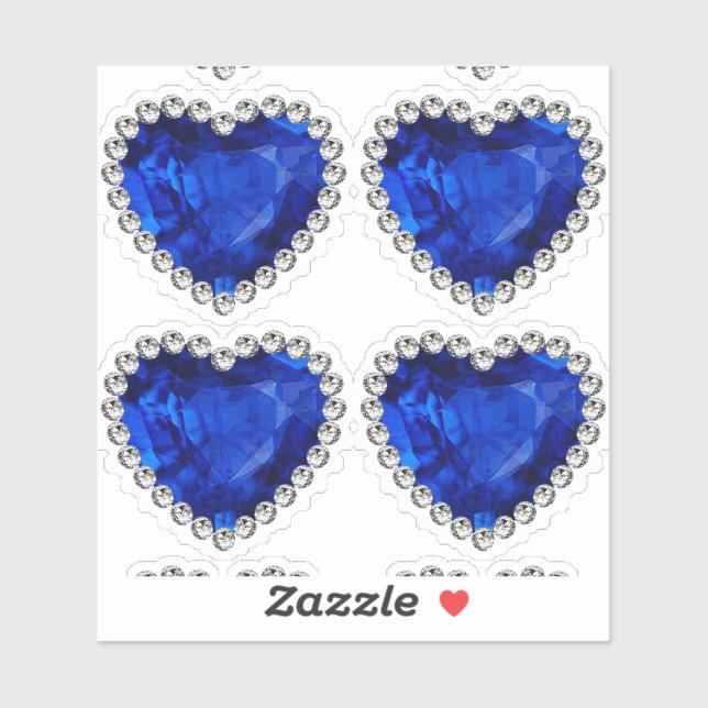 Blue Sapphire Diamond Anniversary Heart Sticker (Sheet)