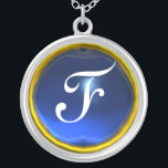 Blue Sapphire Gem  Monogram Silver Plated Necklace<br><div class="desc">Elegant and unique design  with gemstone. Very accurated nurbs modeling and rendering in 3D Studio Max by Bulgan Lumini .Part from series Hyper Talismans.</div>
