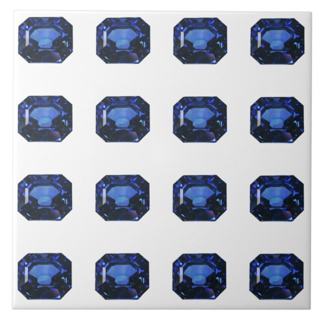 Blue Sapphire Gemstone Pattern Ceramic Tile (Front)