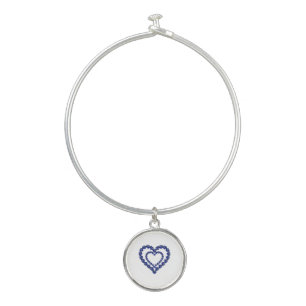 Blue Sapphire Heart Bangle Bracelet